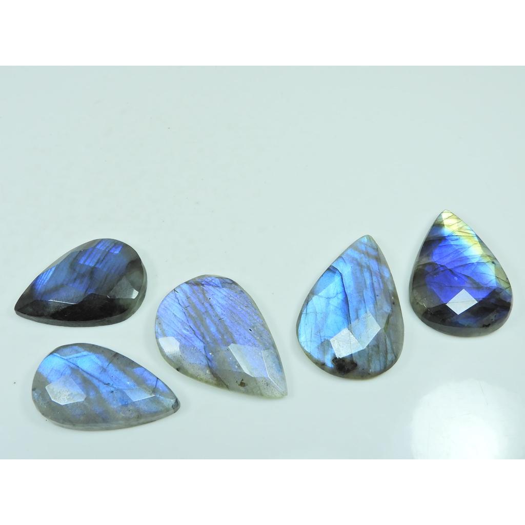 Natuurlijke Blauwe Labradoriet Schakelsnijding Peer Cabochon Losse Edelsteen 05 Stuks Partij C-3693