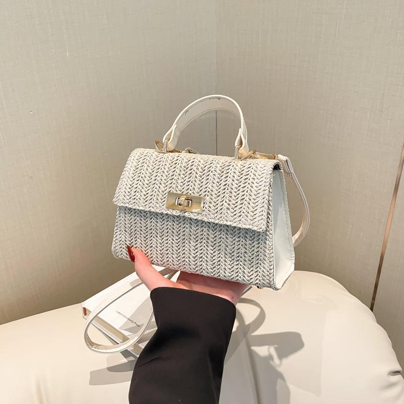 Summer Straw-woven Beautiful Small Square Bag New Simple and Fashionable Portable Shoulder Messenger Bag Temperament Advanced Texture