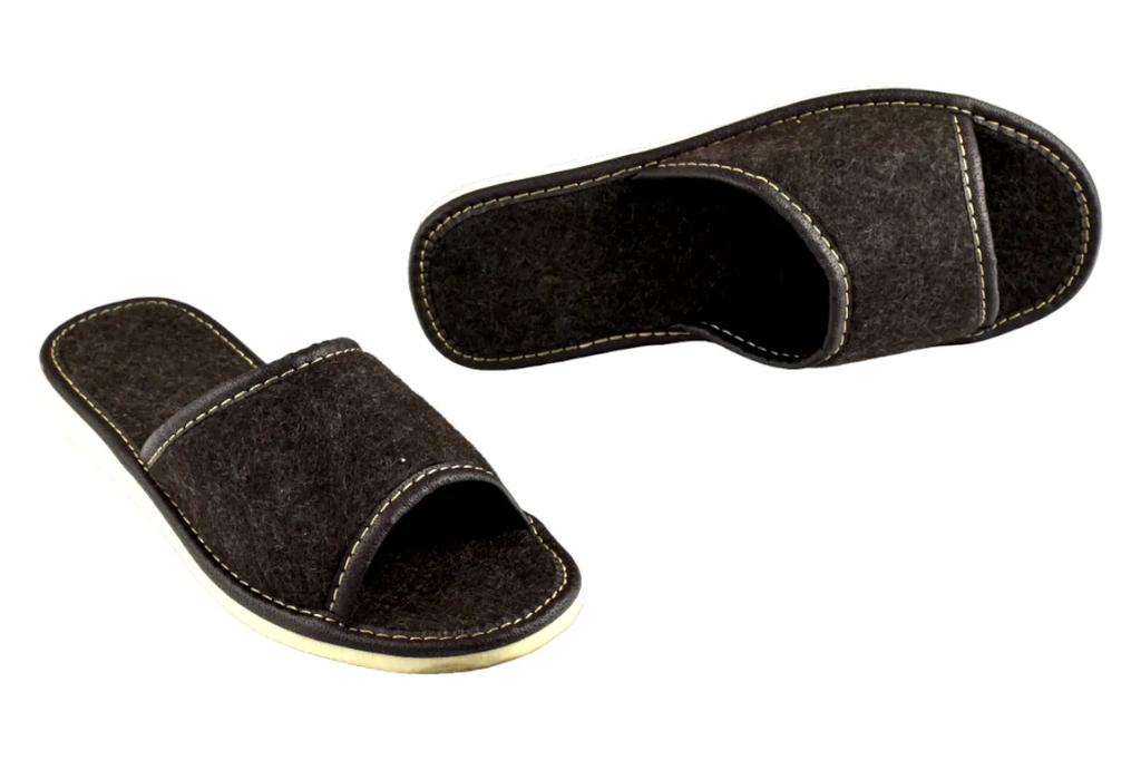Women's slippers with open toes, women's felt house slippers in brown color 38