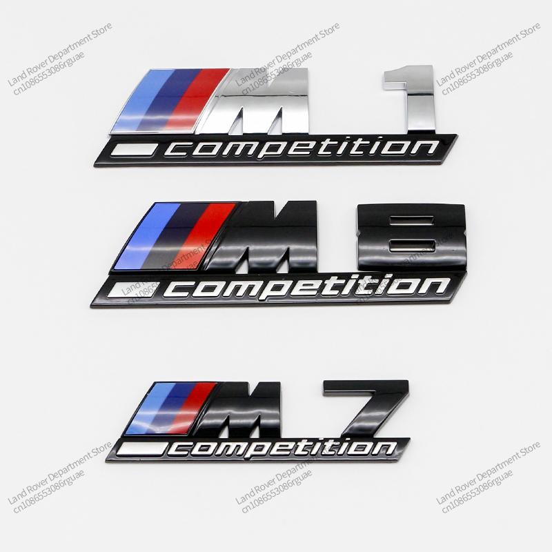 Emblema Premium BMW M Power para Porta-Malas Adesivo Logo Preto Brilhante Prata para M2 M3 M4 M5 M6 M8 Competition 13cm 10.5cm Decoração de Carro