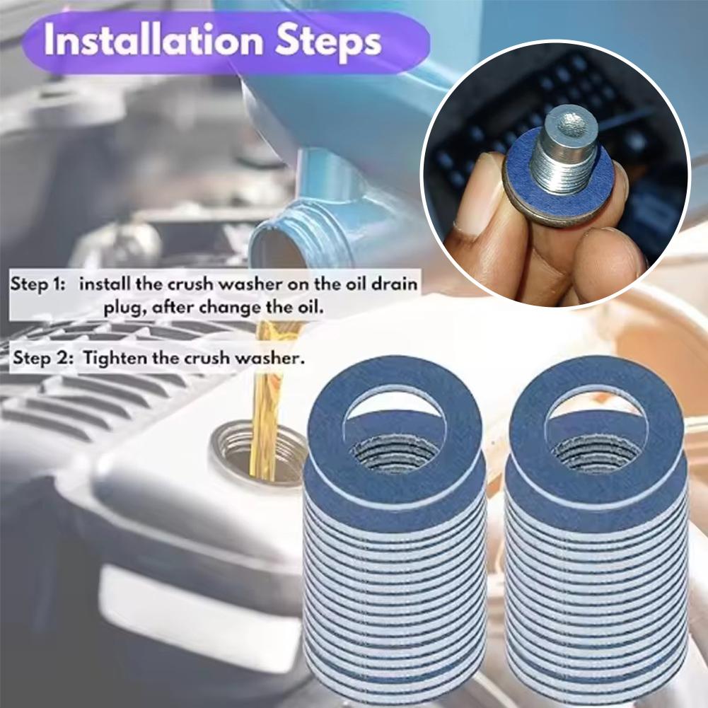 Car Oil Pan Drain Screw Gasket Engine Sump Oil Drain Bolt Seal Gasket 12mm Hole Nut Seal for Toyota Lexus OE# 90430-12031