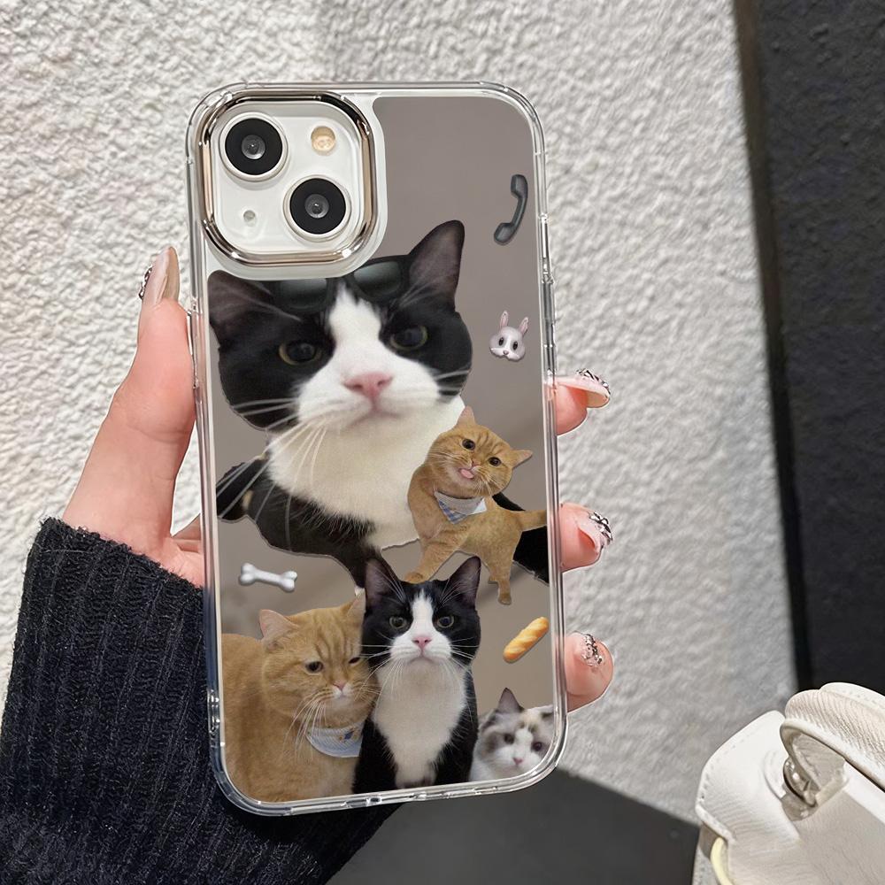 Fashion Cat Luxury Make Up Mirror Phone Case For IPhone 17e 16e Air Pro Max 17 16 13 11 15 14 12 Animal Funda Anti-drop Cover
