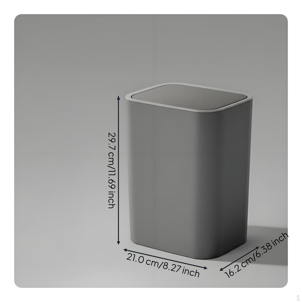 Trash Can, PressTop Lid, Narrow Bathroom Waste Bin, SpaceSaving Dark Gray 8L