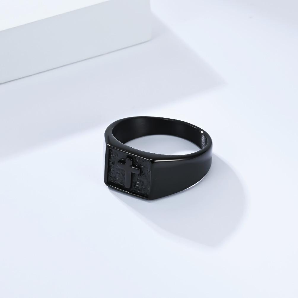 Men's Cross Signet Ring Stainless Steel Biker Gifts 7-13 Size