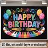 Striscione di Buon Compleanno a Tema Musicale, Sfondo Fotografico con Strumenti Musicali Decorazione Murale per Festa