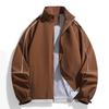 Mens Casual Stand Collar Baseball Jacket Loose Fit Lightweight Outerwear Daily Wear