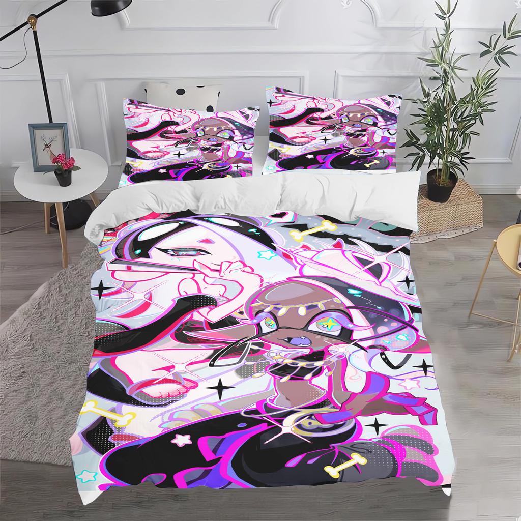 Game Splatoon  Anime 100% Polyester Bedding Set Duvet Cover Set Printed Cartoon Home Decor