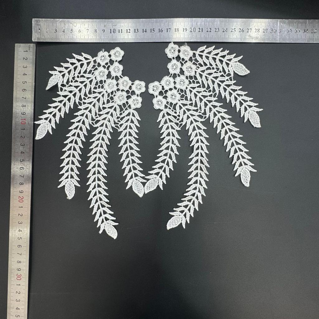 Lace Embroidery Pair Of Flowers, Polyester Light Embroidery Symmetrical Flower Pieces, Water-Soluble Lace, Hollow Lace Accessories Cloth Sticker