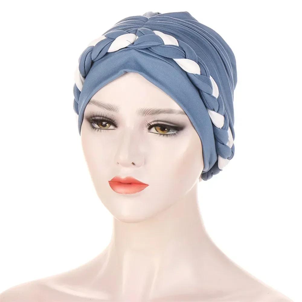 Velour Muslim Women Braid Hijab Turban Chemo Stretch Cap Hair Loss Hat Head Wrap Islamic Bonnet Headwear Beanie Cover