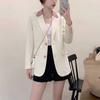 Korean Style Stitched Collar Blazer Women Long Sleeve Casual Commute Jacket