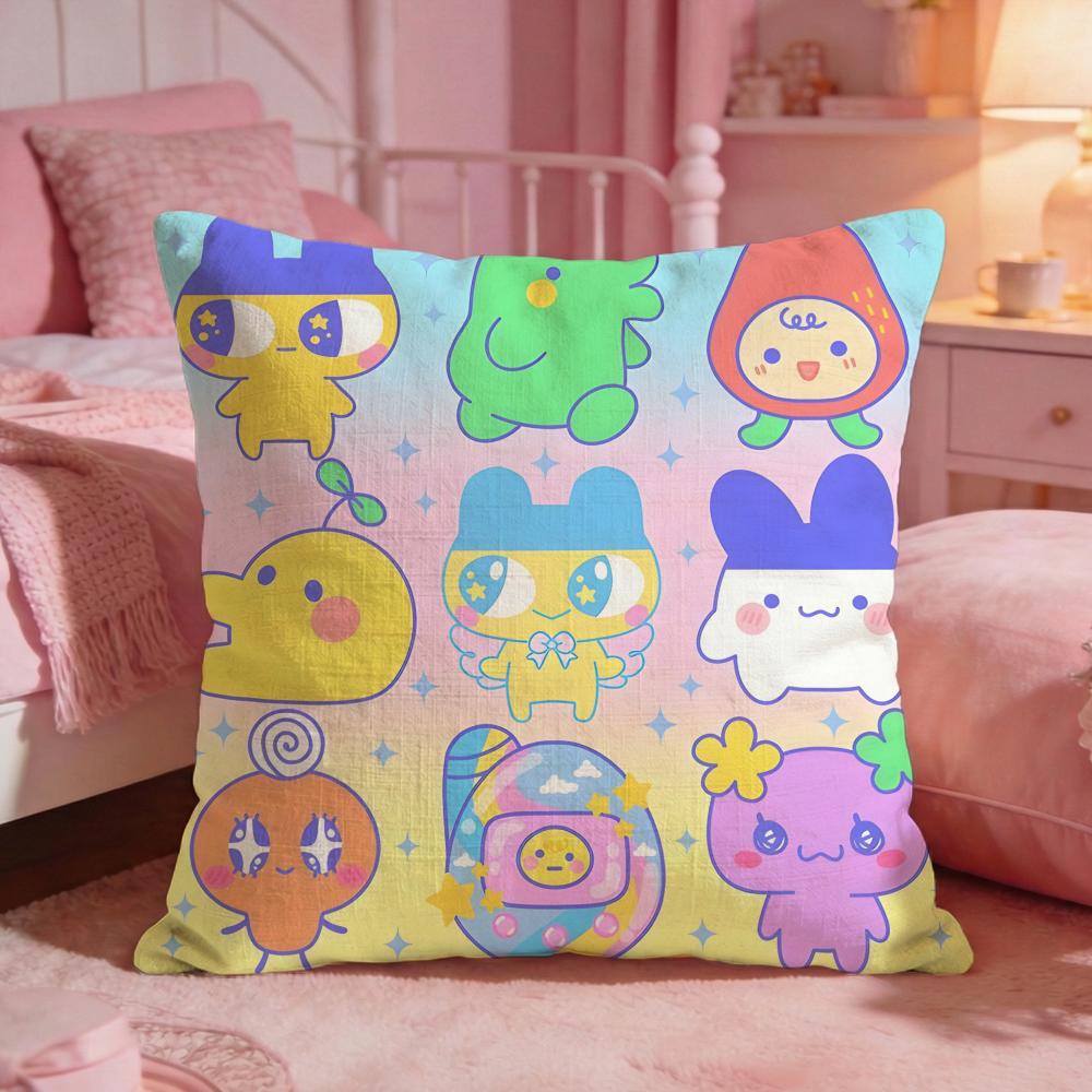 Cute Cartoon Tamagotchi Cushion Cover Premium Comfort Reversible Pillow Cove Two In One Design For Any Room Car Interior