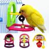 Random Color Parrot Bell Toy with Mirror Removable Hanging Bird Cage Mirror with Bell Plastic Parrot Basketball Toy Parakeet