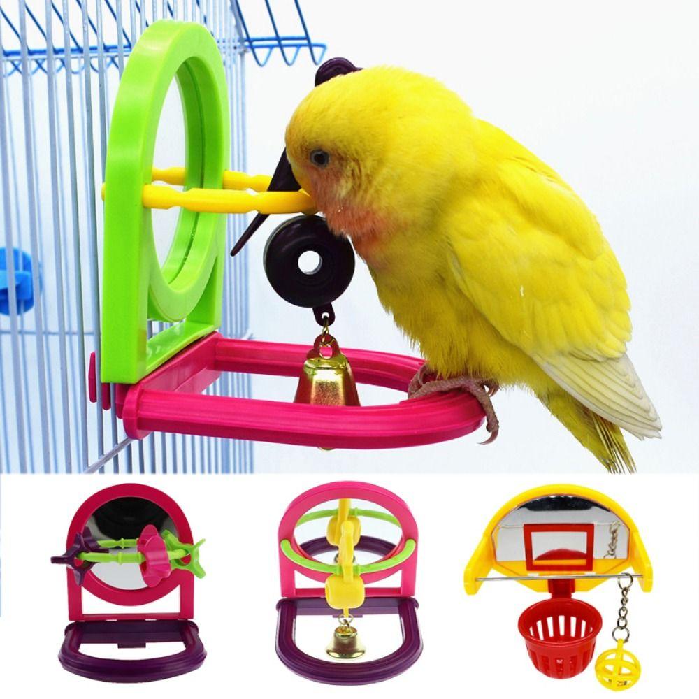 

Removable Parrot Bell Toy with Mirror Random Color Parrot Basketball Toy Cockatoo