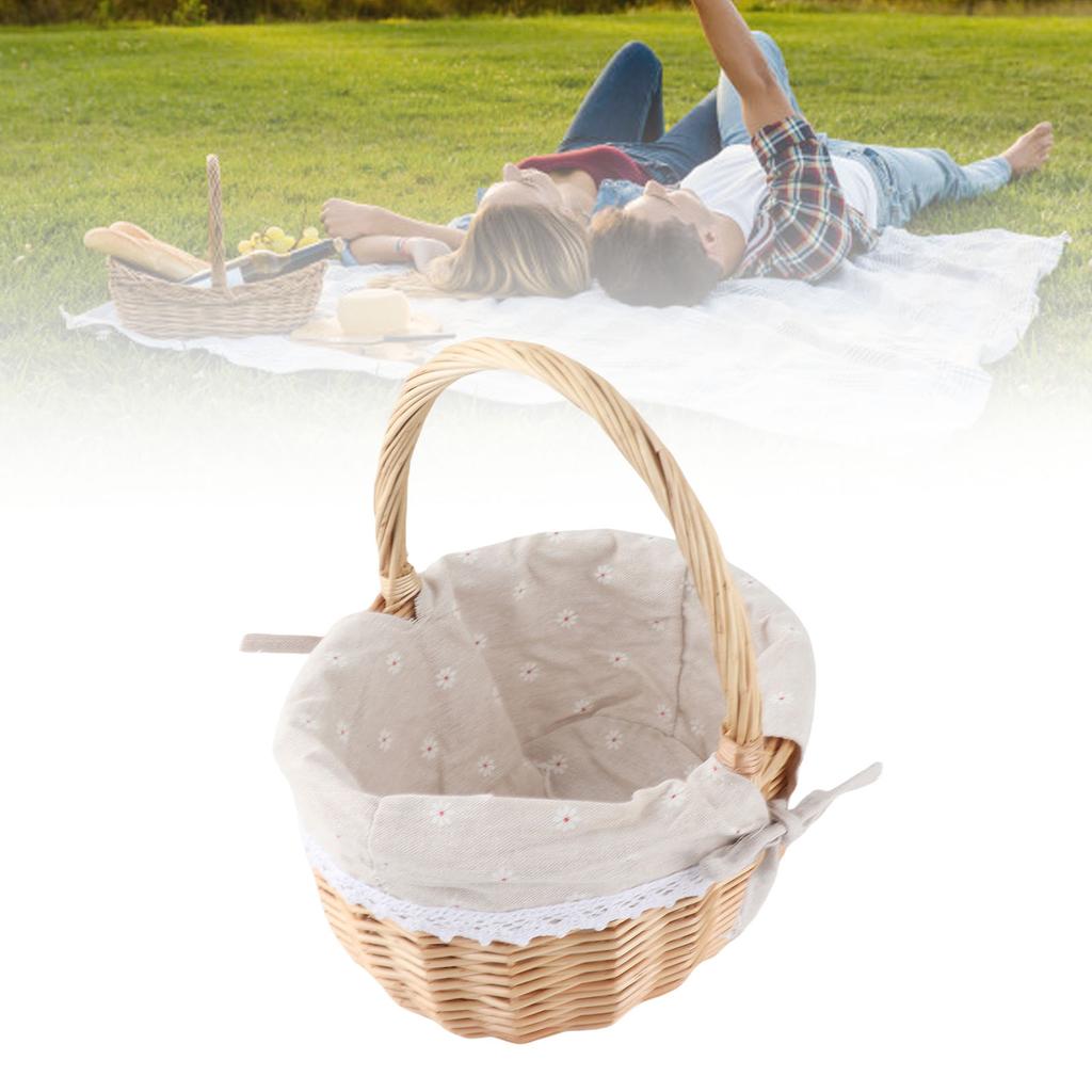 Rattan Storage Basket Hand Made Oval Picnic Storage Basket for Indoor Outdoor