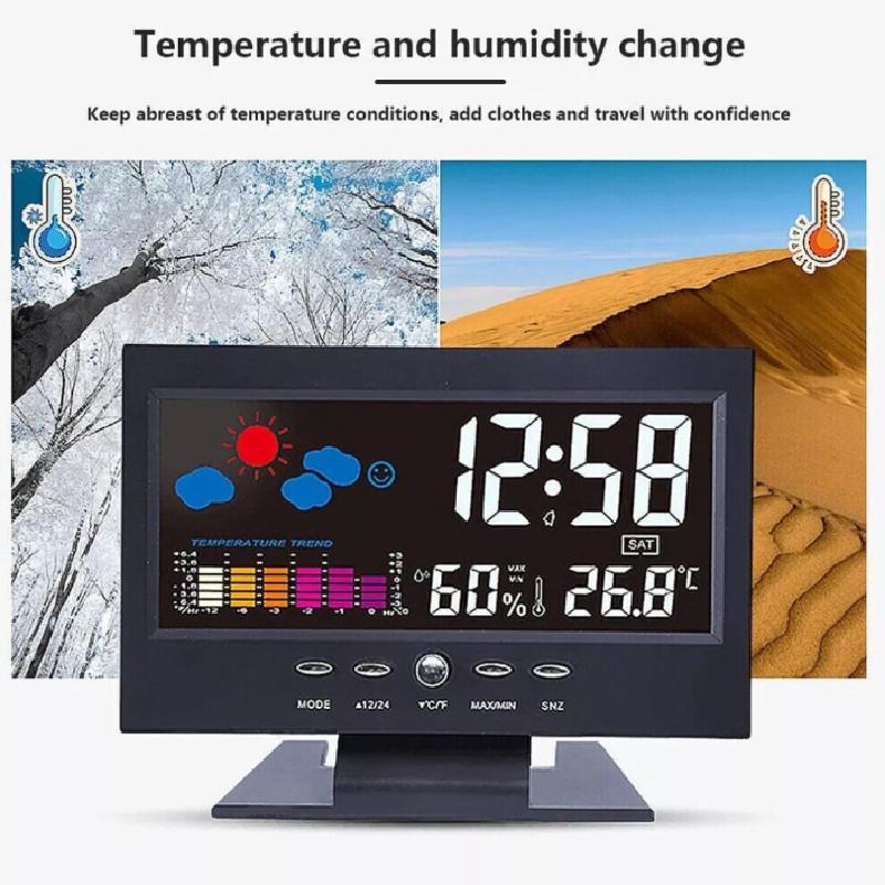 Digital Simplified Modern Alarm Clock Calendar Temperature Display Home Bedroom