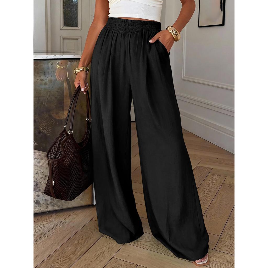 Women's Casual And Fashionable Color Loose Pants With Pocketes