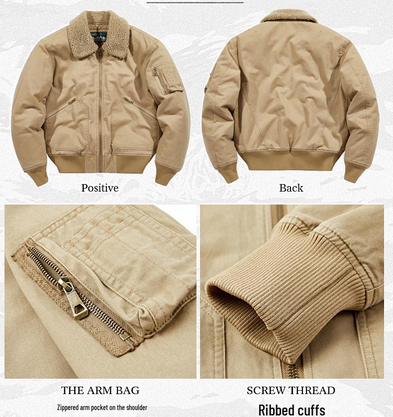 Herren Plus Samt Lammwollmantel: Lockere Fliegerjacke für Jugendliche, Baumwoll-Oberbekleidung für Herbst und Winter.