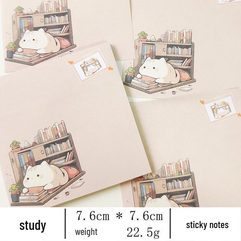 

Оригінальні милі котячі липкі нотатки в японському стилі з дизайном мультяшної дівчинки та сердечка 50 sheets