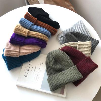 New Candy Colors Women Knitted Hat Warm Soft Trendy Hat Kpop Style Wool Beanie Elegant All-match Hat