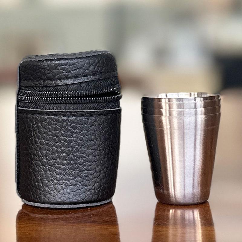 

4Pcs Outdoor Travel Stainless Steel Cup Mini Glasses coffee Glasses for Whisky Wine with Case Portable Drinkware 30ml/70ml/170ml 30ml-170ml