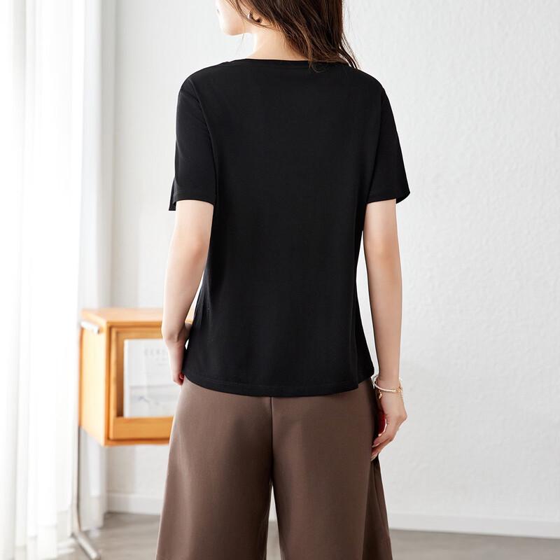 Women's 100% Mulberry Silk Embroidered T-Shirt