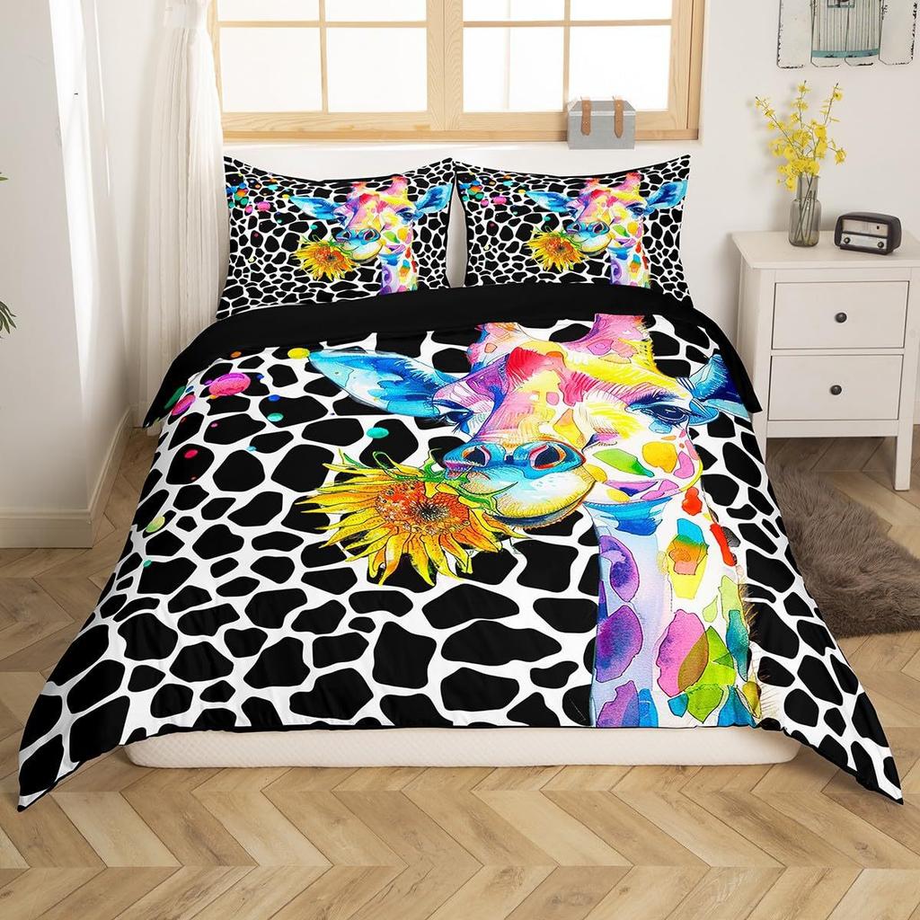 Animal Giraffe Duvet Cover 3D Digital Printing Three-Piece Bedding Set