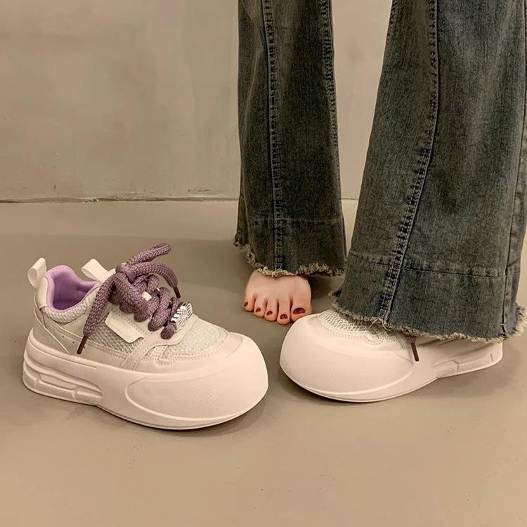 thick-soled muffin little white shoes women's height-increasing niche board shoes 2025 super hot new spring and summer casual sports shoes