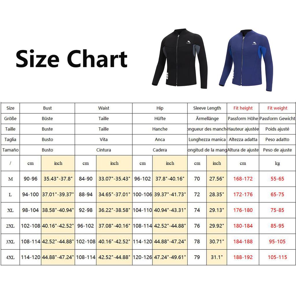 Men Swim Diving Wetsuit Top Jacket 2mm Neoprene Long Sleeve Zip-Up Warmth Wetsuit Top for Surfing Snorkeling Watersports Coats