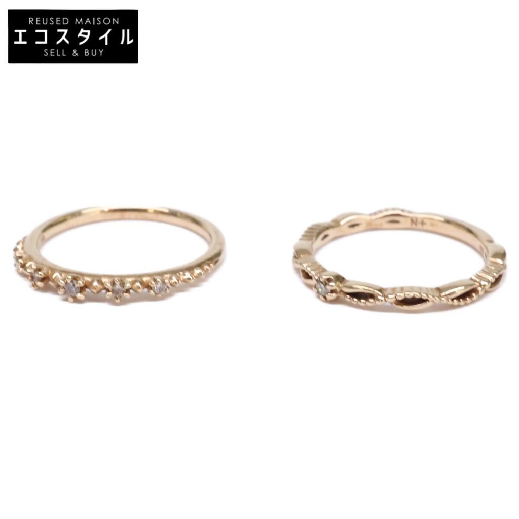 NOJESS [Excellent condition] K10 0.01 1P Diamond and K10 0.03 5P Diamond Pinky Rings, 2 pieces in total Ring ring Yellow GoldUsed