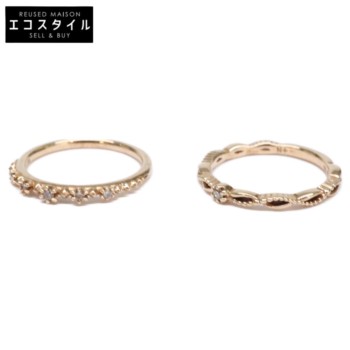 

NOJESS [Excellent condition] K10 0.01 1P Diamond and K10 0.03 5P Diamond Pinky Rings, 2 pieces in total Ring ring Yellow GoldUsed