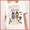 Retro Witchy Nurse Club Halloween Comfort Colors Ivory T-Shirt S-4XL