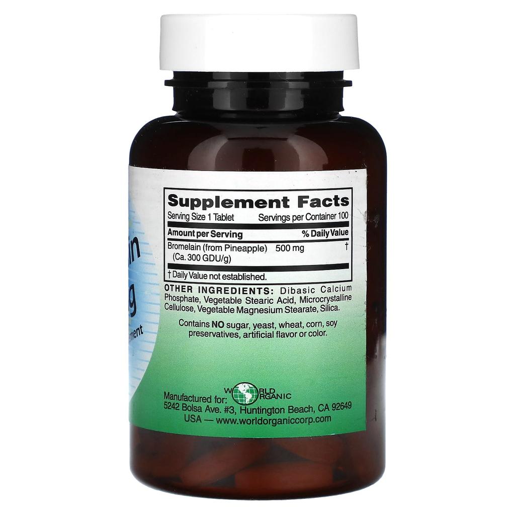 Bromelain, 500Mg, 100 Tablets