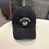 Women's Baseball Cap for Spring and Summer, Korean Style, Casual, with Bear Head and Letter Embroidery, Pure Cotton, Curved Brim, Denim Blue