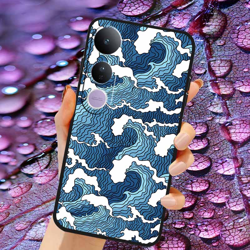 Case For Vivo V50 Lite Soft 3D Flower Relief Emboss Silicone Covers for Vivo V 50 Lite 4G 5G V50Lite Soft Capa Protective Casing