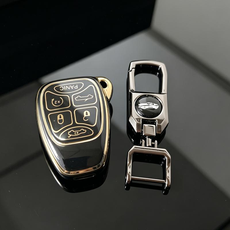 Gold Edged Tpu For Jeep Wrangler Compass Patriot Liberty For Chrysler 300 Dodge Caliber Nitro Pacifica Car Key Case Cover Fob