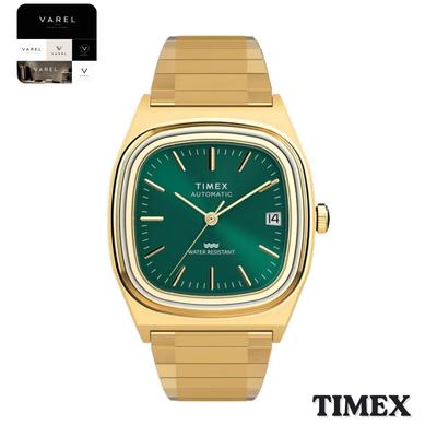 TIMEX TW2Y67700 E-Line Automatické hodinky Zelený ciferník Zlatá nerezová ocel Japonsko Autentické