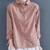 Chemise à Manches Longues en Coton Lin Couleur Unie pour Femme - Vêtement Polyvalent Printemps/Automne