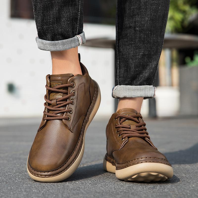 Men Boots Winter High Top Leather Shoes Fashion Shoes Fashion Ankle Boots Business Casual Outdoor Shoes Male Sneakers New