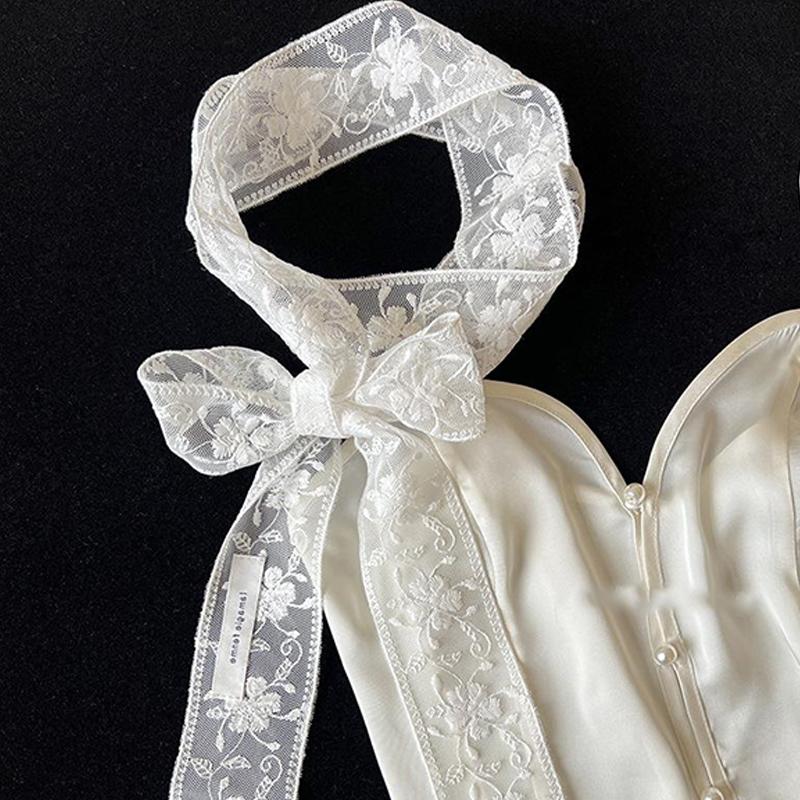 French Lace Scarf Summer Hollow Embroidery Long Ribbon And Belt Accessories
