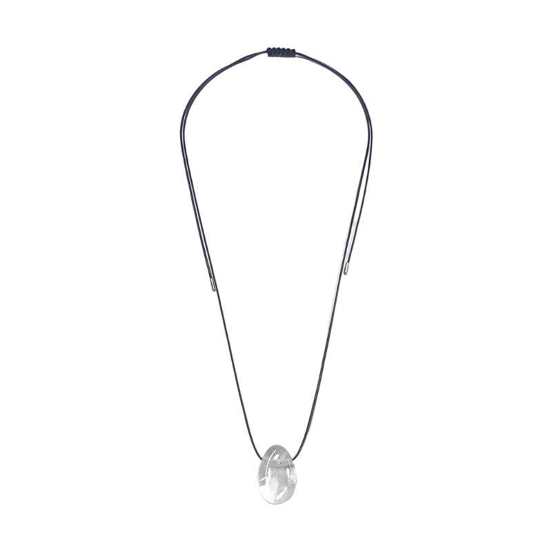 Handmade Irregular Stone Necklace with Adjustable Rope Cord Black Rope Sweater Chain for Daily Wear Comfortable Fit