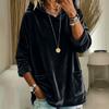European and American new casual fashion hooded loose suede pocket solid color long-sleeved women's pullover sweater