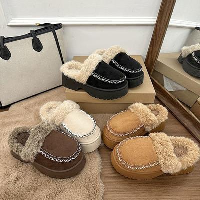 Internet-Berühmtheit beliebte Tasche Kopf Halbschuhe Damen Außenbekleidung Saison Neu Dicker Boden Rutschfest Warm Tasche Kopf Hausschuhe Damen