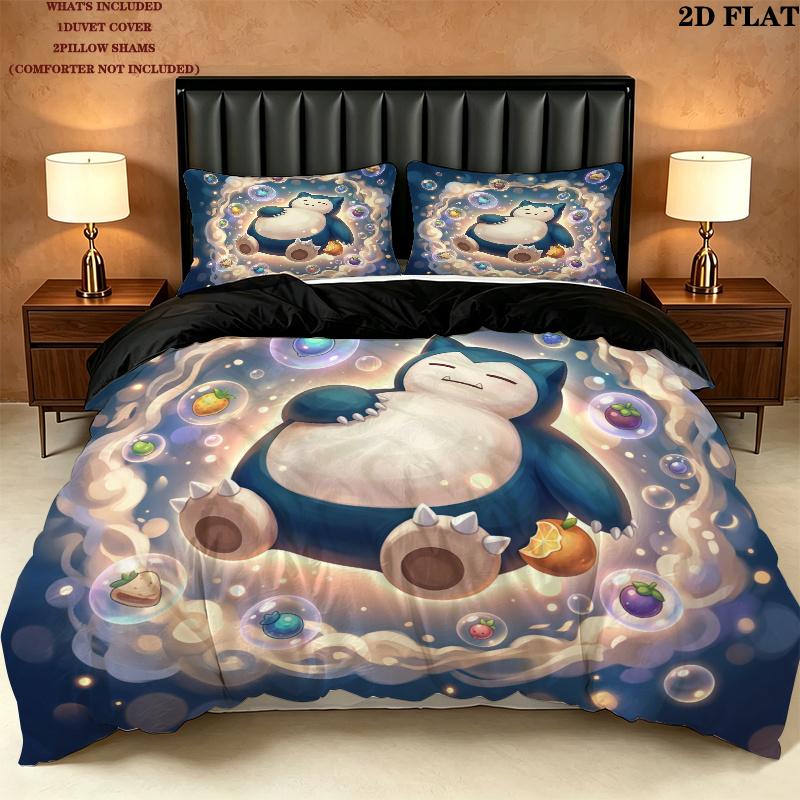 Pokmon Pattern Bedding Quilt Set Quilt Cover Pillowcase Home Birthday Gift(1 * duvet cover + 2 * pillowcase, without core)