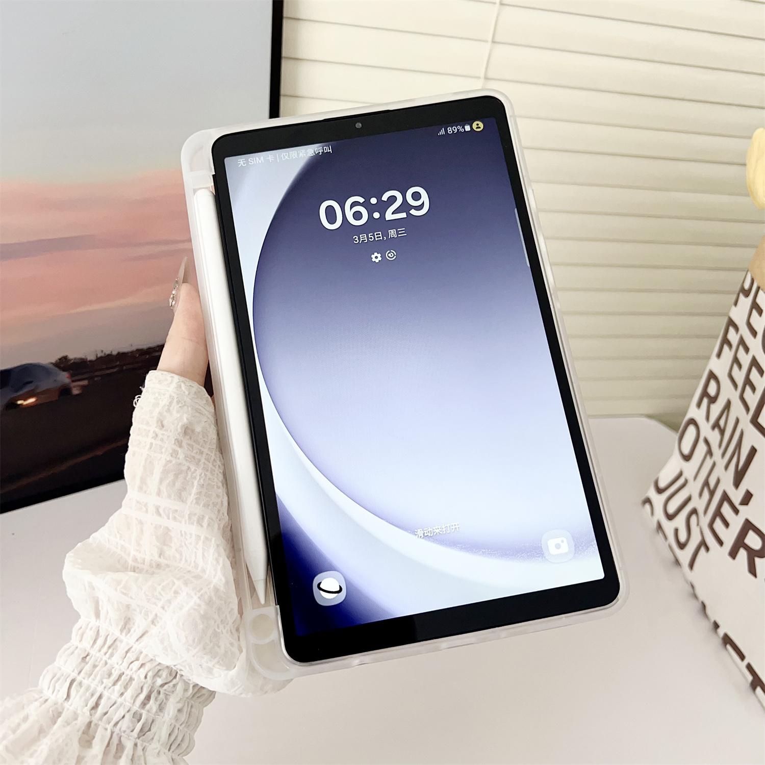 

For Samsung Galaxy Tab A9 Case Clear TPU Anti Drop Tablet Cover with Pencil Holder E