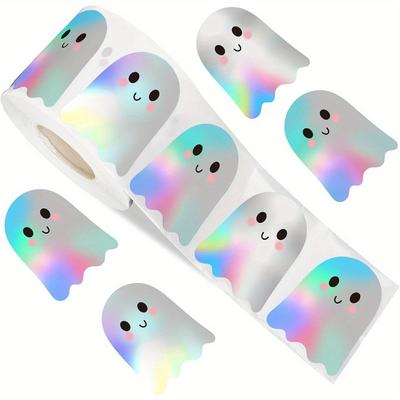 Halloween Boo Geister Aufkleber - Laser Holographisch Wasserdicht Selbstklebende Decals für Briefumschläge Notizbücher Halloween Dekorationen