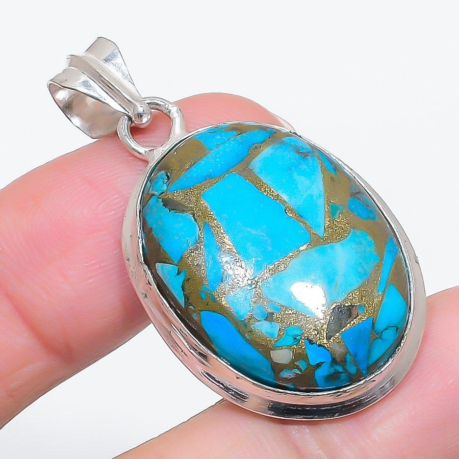 

Natural Copper Blue Turquoise 925 Sterling Silver Jewelry Pendant 1.73 e5w78