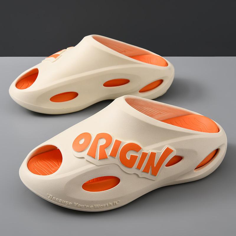 

New slippers men s summer fashion simple outer wear thick bottom non-slip outdoor sports leisure beach men s one-word drag 40-41 помаранчевий
