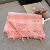 100% Pure Wool Scarf Female Winter Warm Cashmere Shawl Checkerboard Grain Design Couple Accessory Premium Sense Windproof Scarf