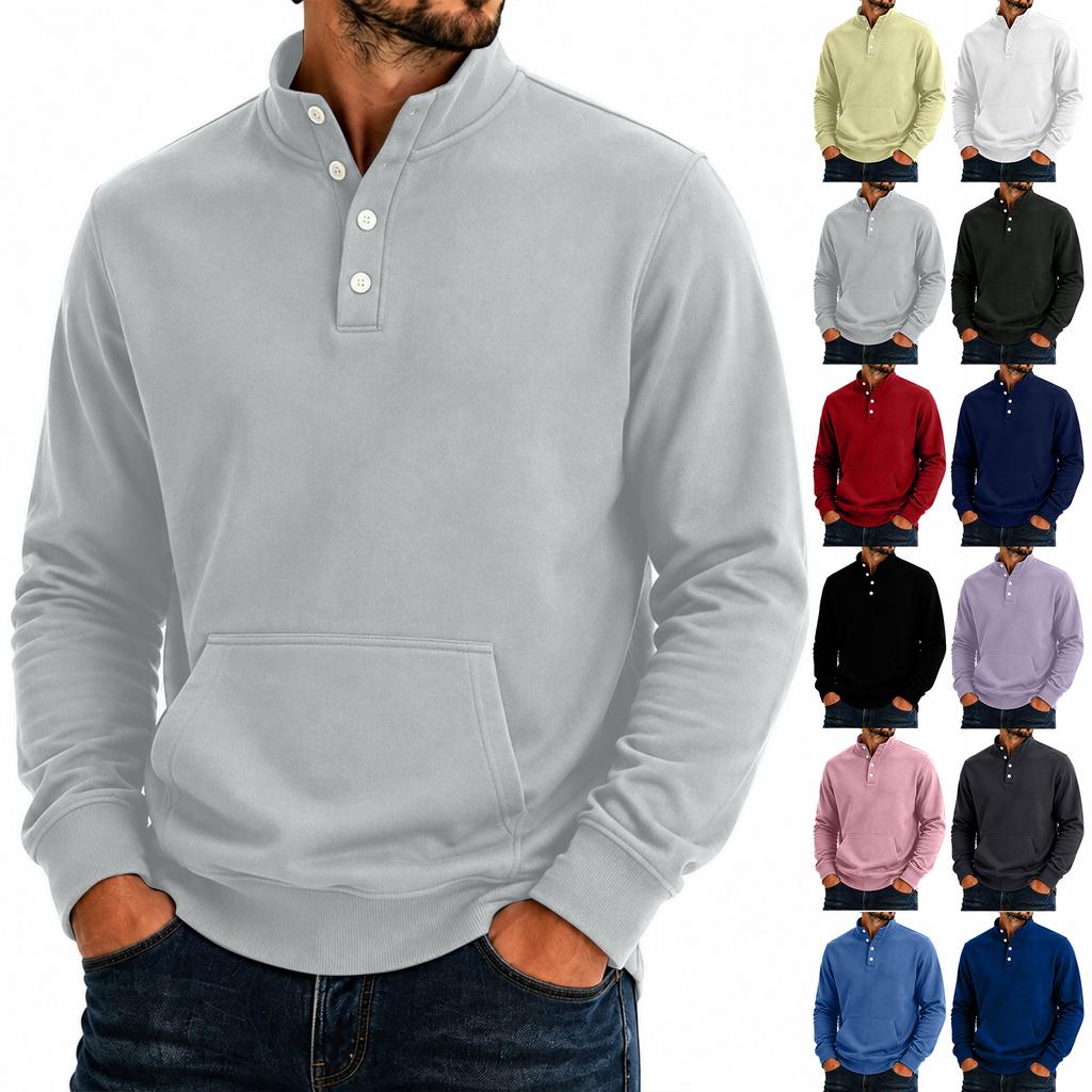 Men's Streetwear Loose Fit Sweatshirt with Stand Collar and Pocket