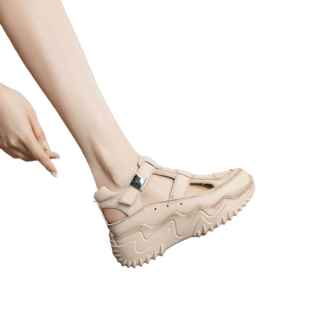 Soft Sole Soft Surface Hollow Bag Head Sandals Women's Outer Wear 2025 Summer New Explosion Douyin Breathable Thick Sole Roman Sandals